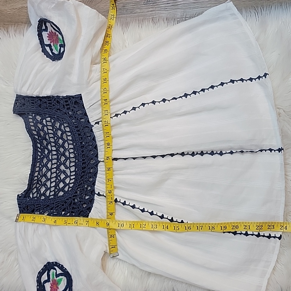 Cleobella | Navi Embroidered White and Blue Women's Top - Picture 10 of 11